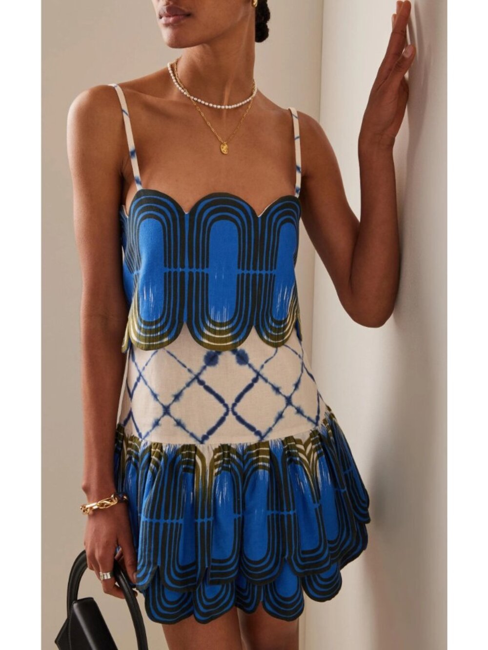 ALEXIS Bettina Linen Mini Dress Blue Ivory XS - Picture 5 of 9
